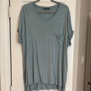 Women's Blue V-Neck Top
